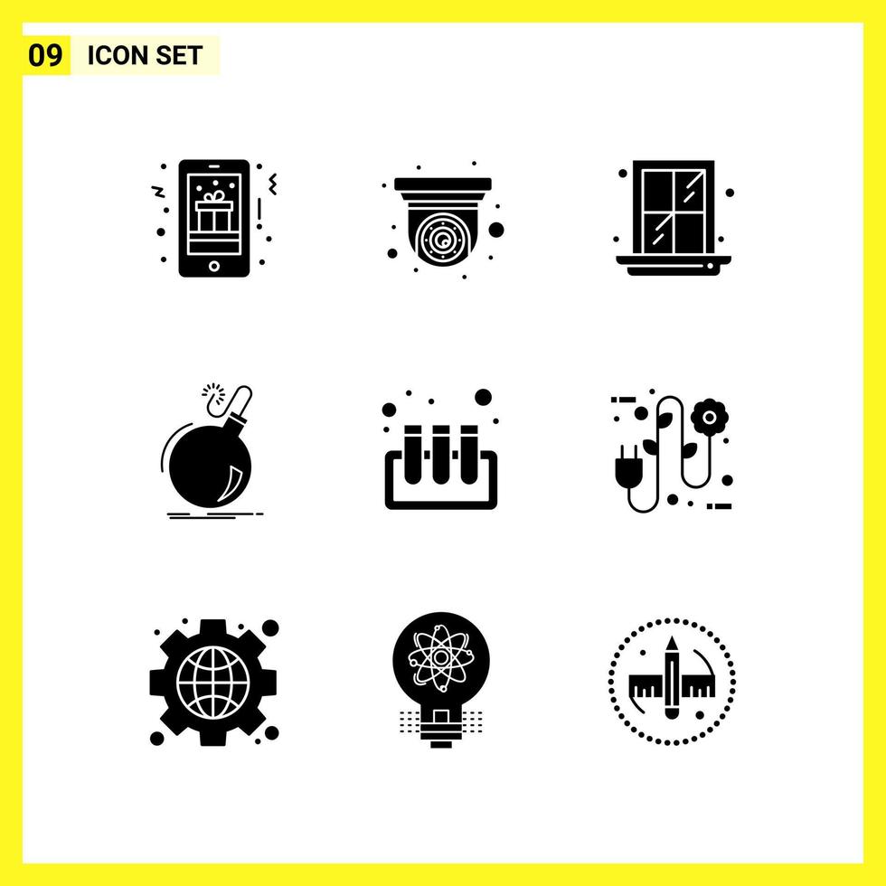 9 Icon Set Simple Solid Symbols Glyph Sign on White Background for Website Design Mobile Applications and Print Media vector