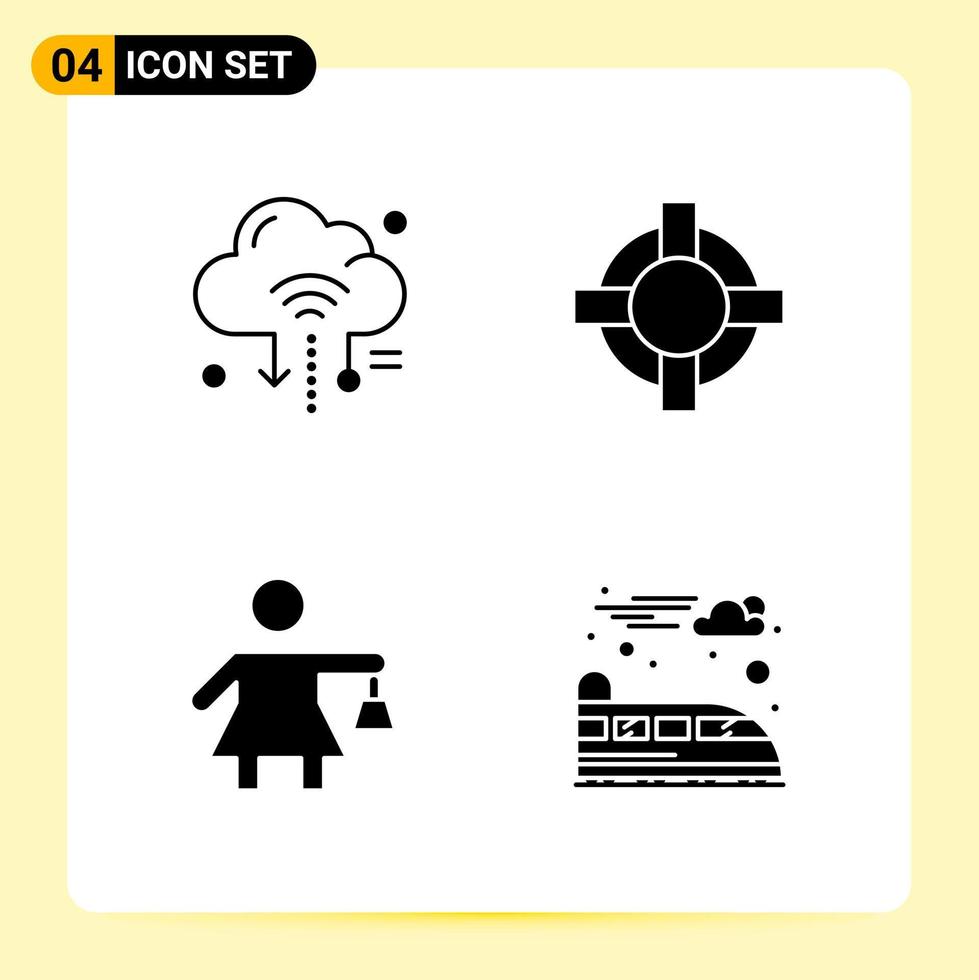 4 Creative Icons for Modern website design and responsive mobile apps 4 Glyph Symbols Signs on White Background 4 Icon Pack vector