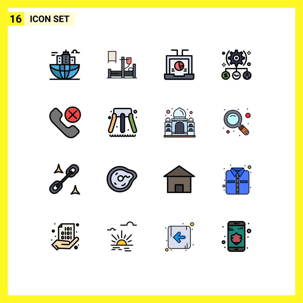 16 User Interface Flat Color Filled Line Pack of modern Signs and Symbols of setting todo hospital task report Editable Creative Vector Design Elements