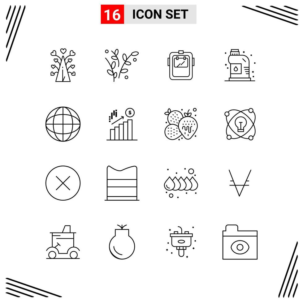 16 Icons Line Style Grid Based Creative Outline Symbols for Website Design Simple Line Icon Signs Isolated on White Background 16 Icon Set vector