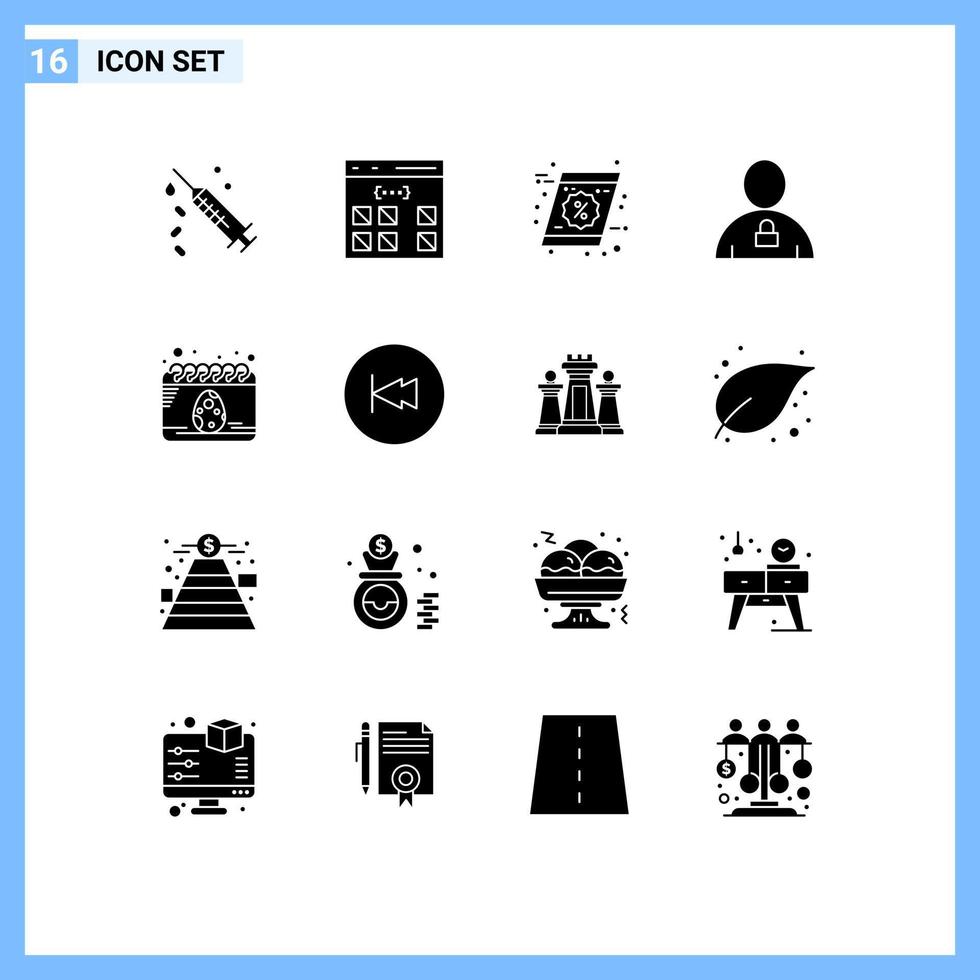 Universal Icon Symbols Group of 16 Modern Solid Glyphs of padlock human interface body shopping Editable Vector Design Elements