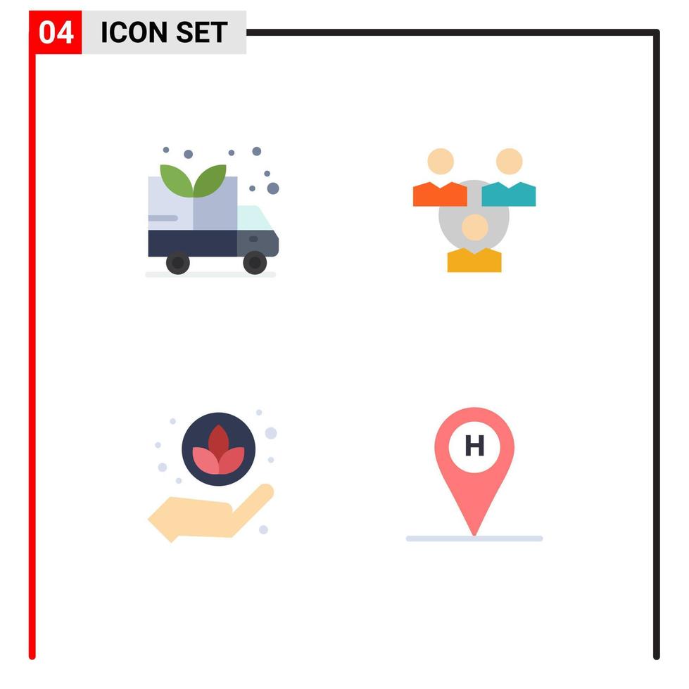 4 Flat Icon concept for Websites Mobile and Apps energy lotus connection communication beach house Editable Vector Design Elements