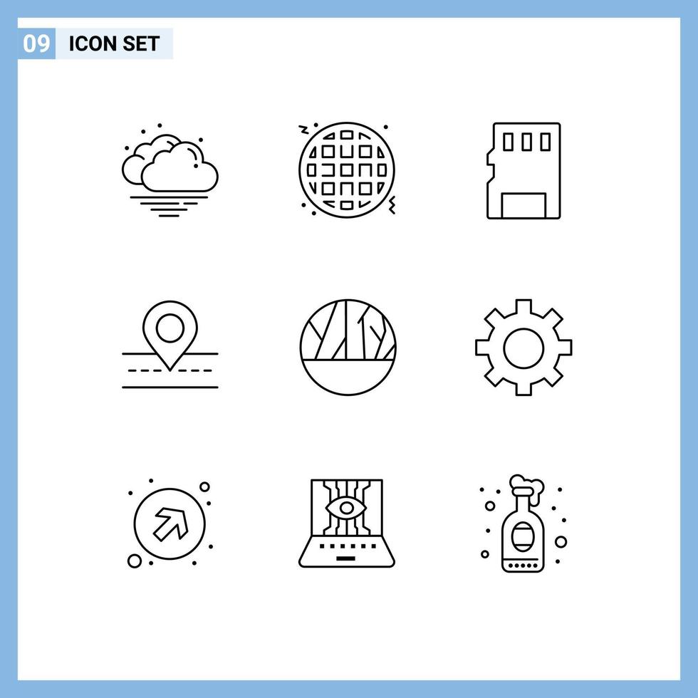User Interface Pack of 9 Basic Outlines of skin wound infection memory card infected wound way Editable Vector Design Elements