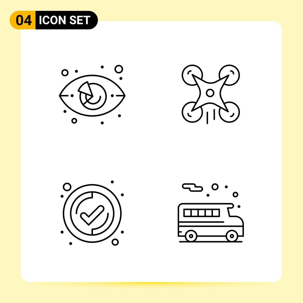 4 Creative Icons for Modern website design and responsive mobile apps 4 Outline Symbols Signs on White Background 4 Icon Pack vector