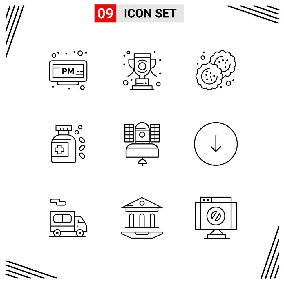 9 Icons Line Style Grid Based Creative Outline Symbols for Website Design Simple Line Icon Signs Isolated on White Background 9 Icon Set vector
