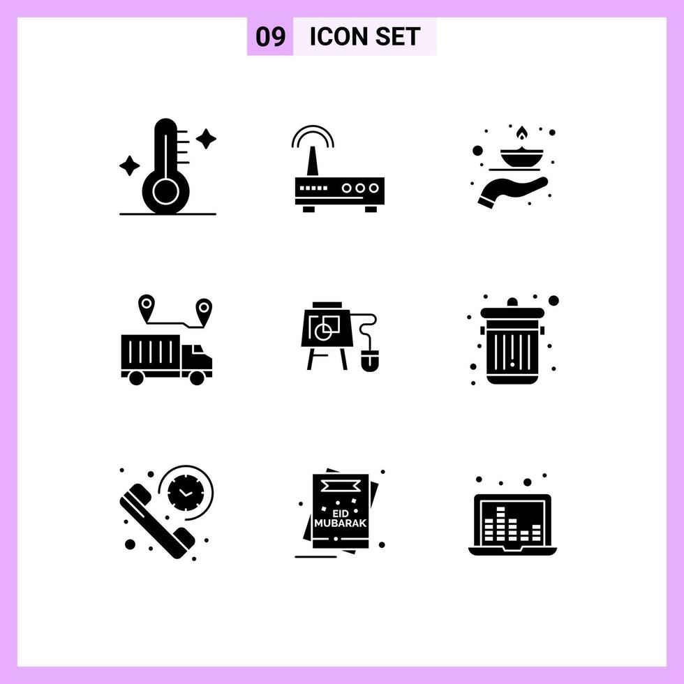 Editable Vector Line Pack of 9 Simple Solid Glyphs of valentine transportation care location oil Editable Vector Design Elements