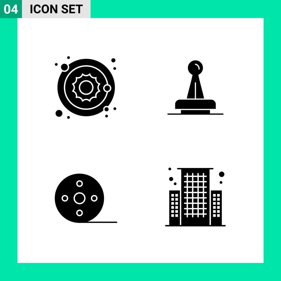 Pack of 4 Solid Style Icon Set Glyph Symbols for print Creative Signs Isolated on White Background 4 Icon Set vector