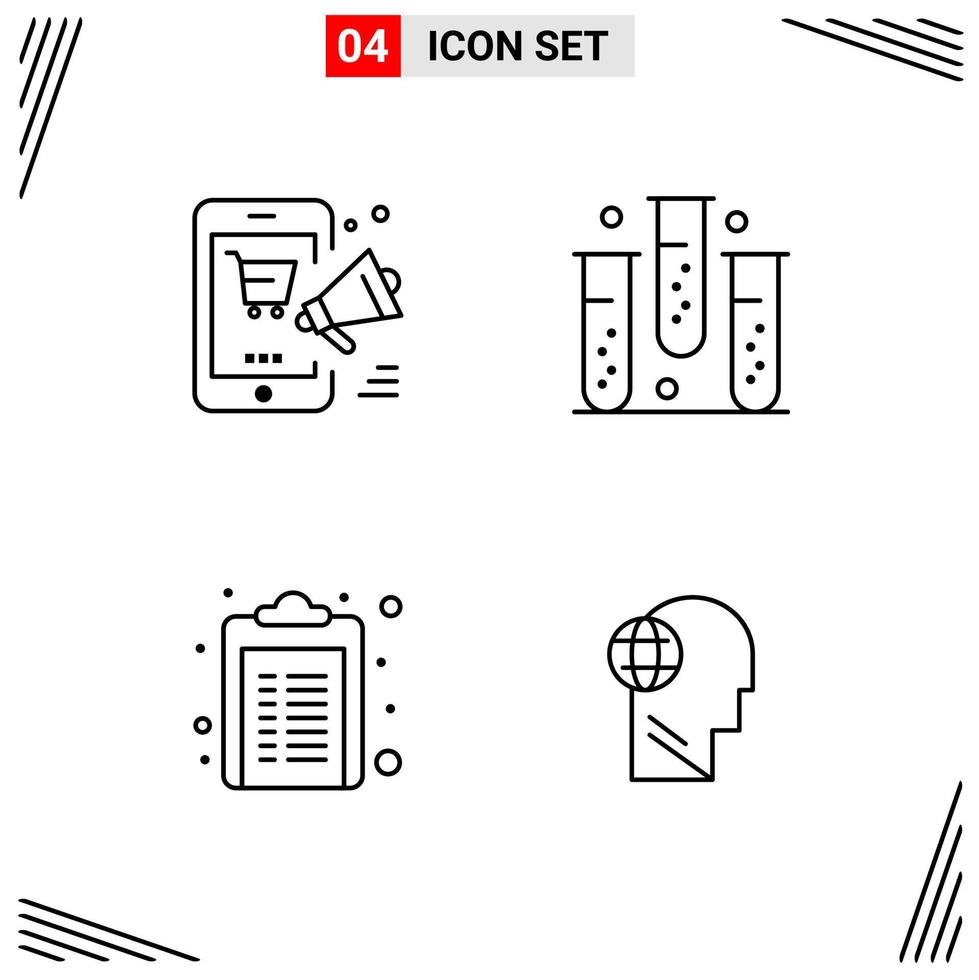 4 Icons Line Style Grid Based Creative Outline Symbols for Website Design Simple Line Icon Signs Isolated on White Background 4 Icon Set vector