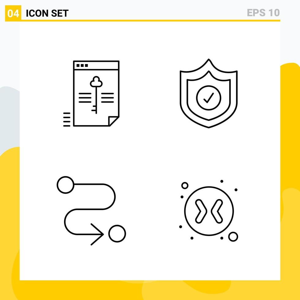 Collection of 4 Universal Line Icons Icon Set for Web and Mobile vector