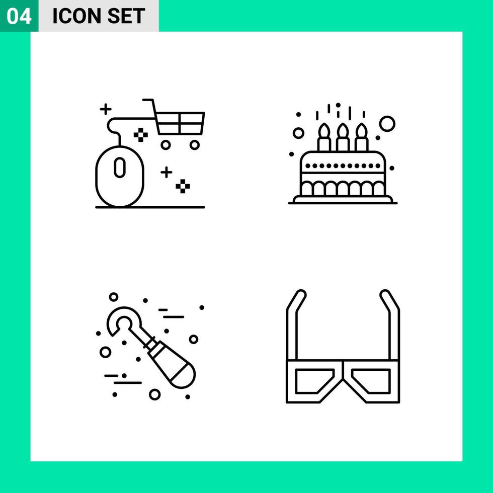 Pack of 4 Line Style Icon Set Outline Symbols for print Creative Signs Isolated on White Background 4 Icon Set vector