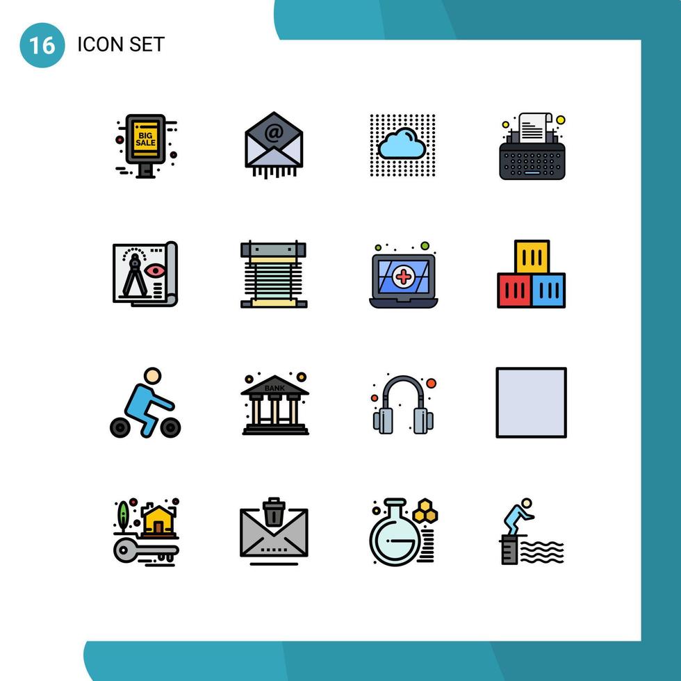 Set of 16 Modern UI Icons Symbols Signs for design typewriter cloud type layers Editable Creative Vector Design Elements