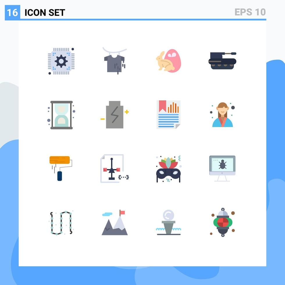 16 Thematic Vector Flat Colors and Editable Symbols of loading tank bynny panzer howitzer Editable Pack of Creative Vector Design Elements