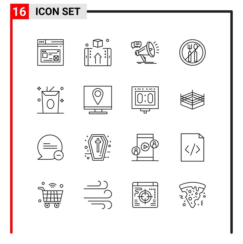 16 General Icons for website design print and mobile apps 16 Outline Symbols Signs Isolated on White Background 16 Icon Pack vector