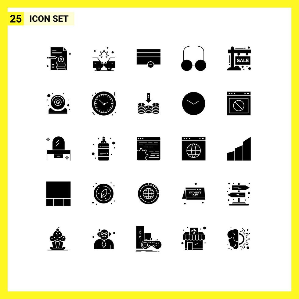 Modern Set of 25 Solid Glyphs and symbols such as sign hording money board read Editable Vector Design Elements