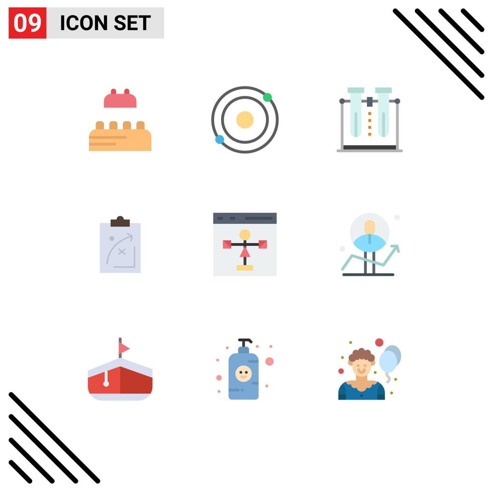 9 Universal Flat Color Signs Symbols of coding economics science tactics strategic Editable Vector Design Elements