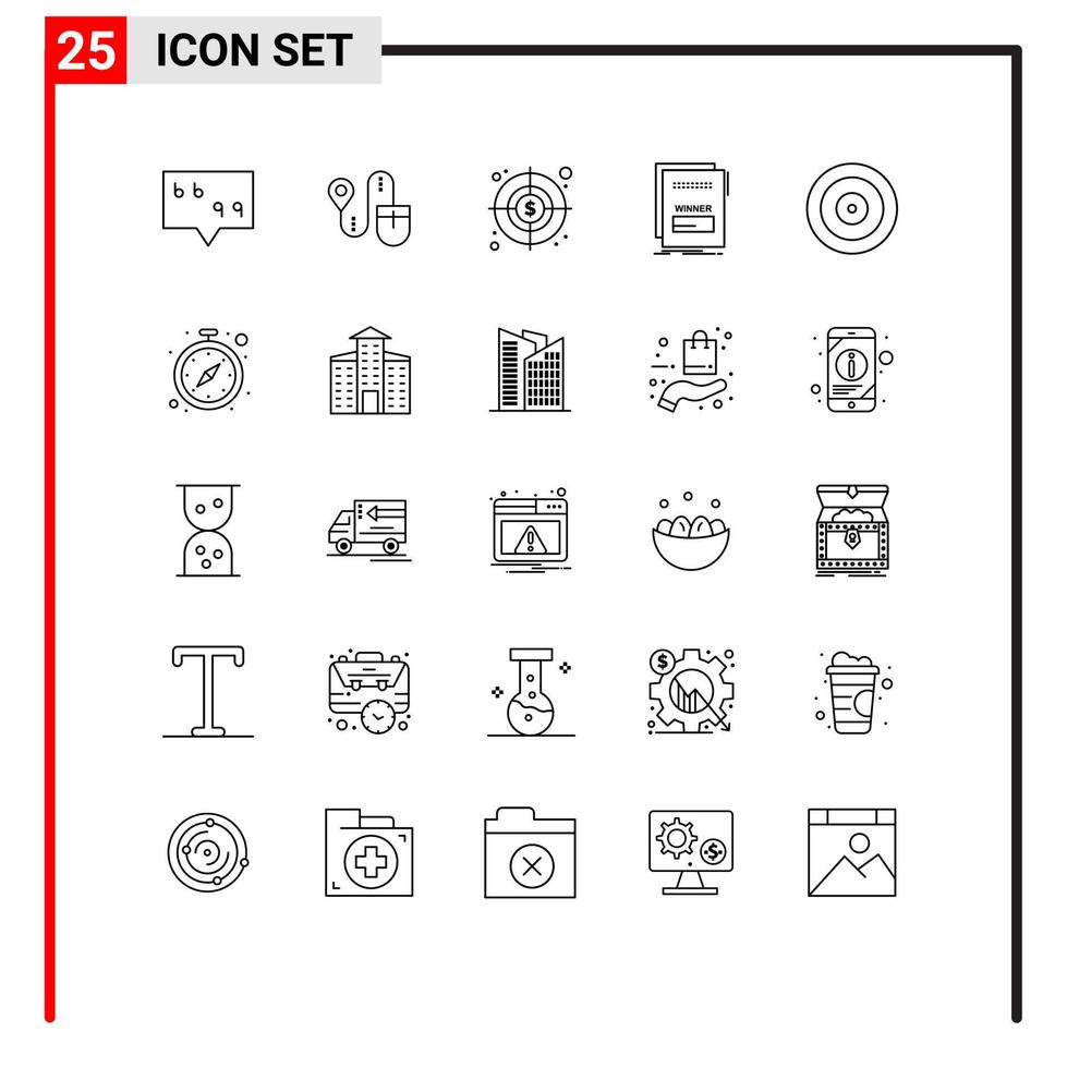 Group of 25 Lines Signs and Symbols for goal eye target script maleficient Editable Vector Design Elements