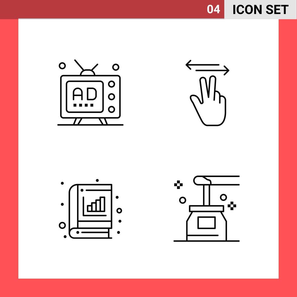 4 Icon Pack Line Style Outline Symbols on White Background Simple Signs for general designing vector