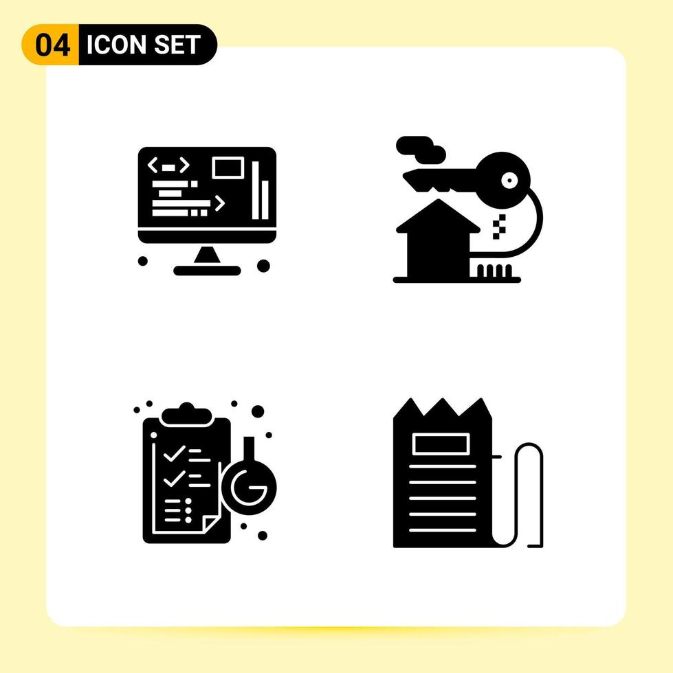 4 Creative Icons for Modern website design and responsive mobile apps 4 Glyph Symbols Signs on White Background 4 Icon Pack vector