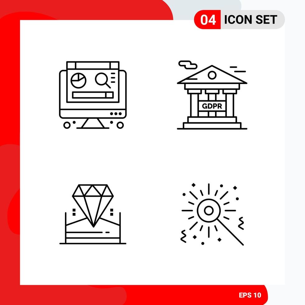 Creative Set of 4 Universal Outline Icons isolated on White Background vector