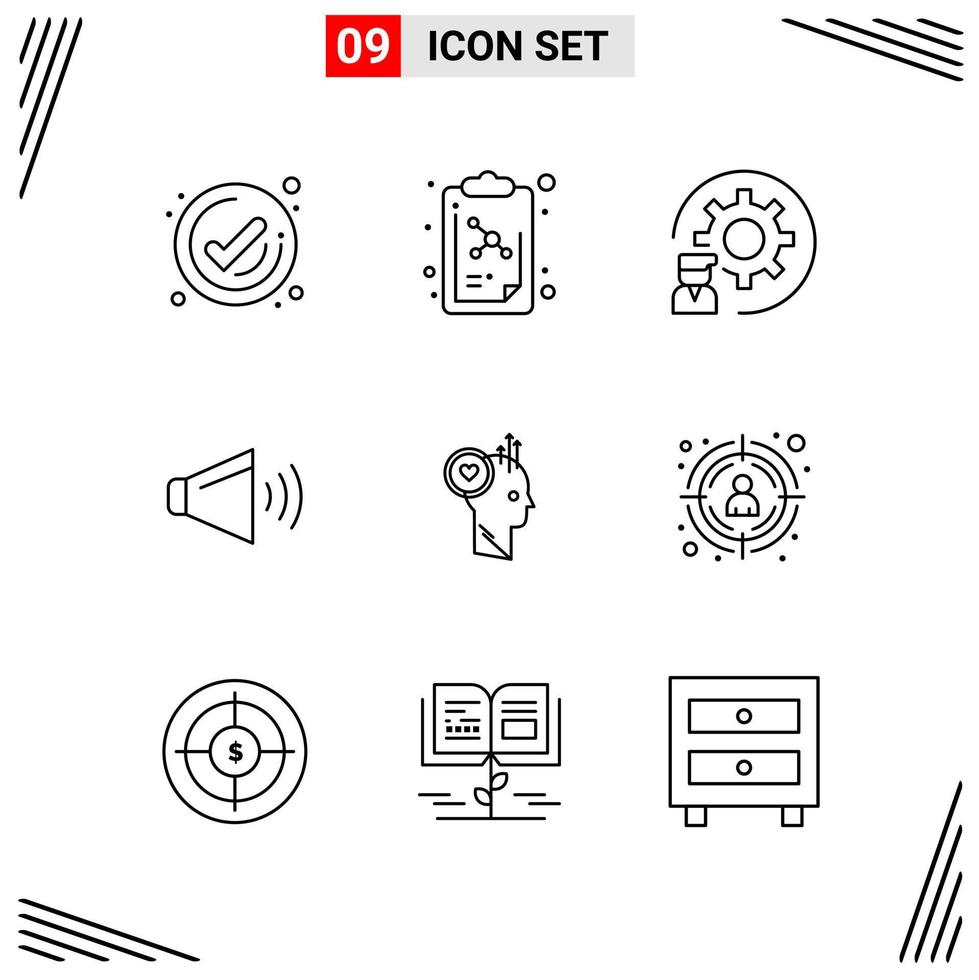 9 Icons Line Style Grid Based Creative Outline Symbols for Website Design Simple Line Icon Signs Isolated on White Background 9 Icon Set vector