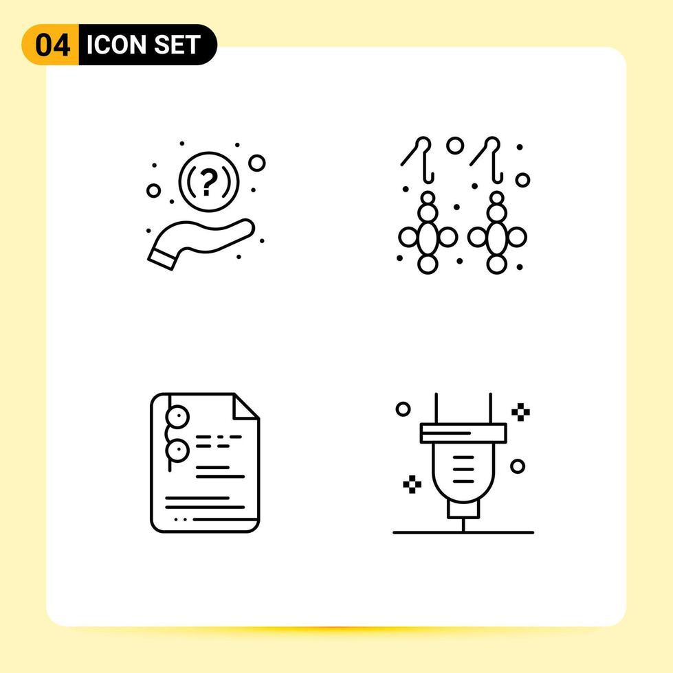 4 Line concept for Websites Mobile and Apps faq document support gemstone education Editable Vector Design Elements