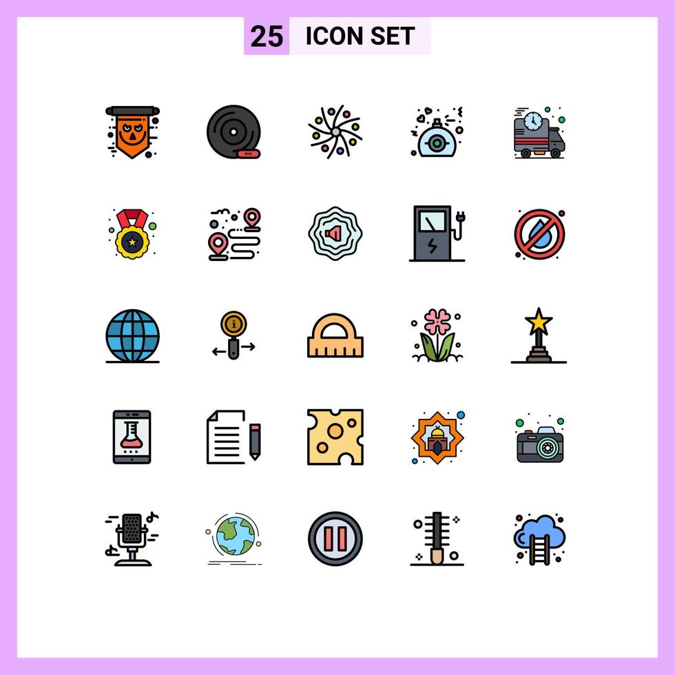 25 User Interface Filled line Flat Color Pack of modern Signs and Symbols of perfume gift peripheral device universe planet Editable Vector Design Elements