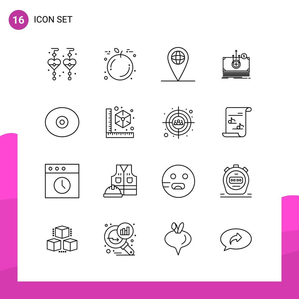 Outline Icon set Pack of 16 Line Icons isolated on White Background for responsive Website Design Print and Mobile Applications vector