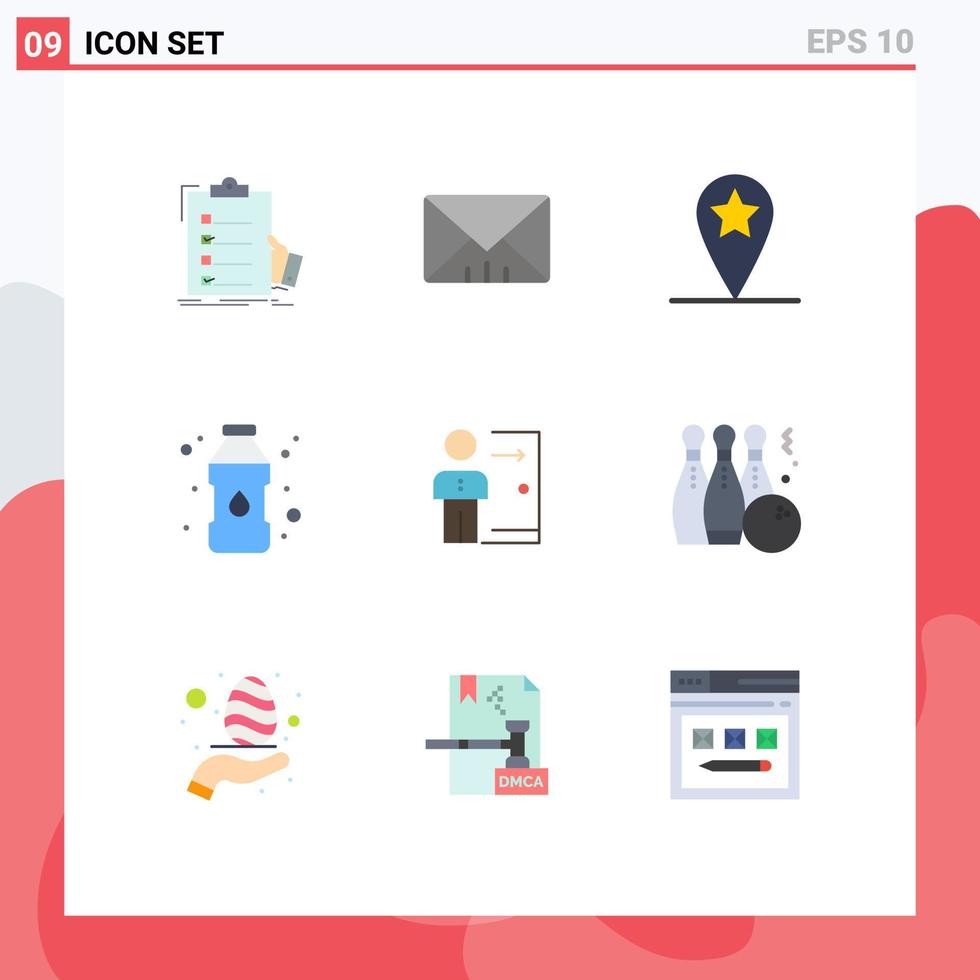 Universal Icon Symbols Group of 9 Modern Flat Colors of job employee geo dismissal drinking water Editable Vector Design Elements