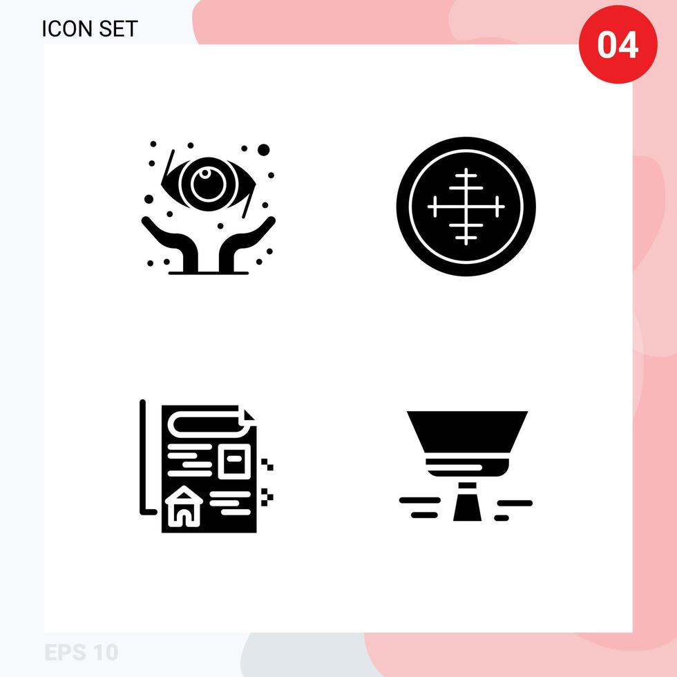4 User Interface Solid Glyph Pack of modern Signs and Symbols of protect estate army soldier brush Editable Vector Design Elements