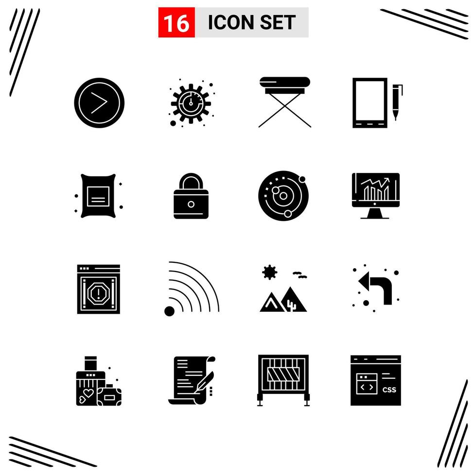 16 Icons Solid Style Grid Based Creative Glyph Symbols for Website Design Simple Solid Icon Signs Isolated on White Background 16 Icon Set vector