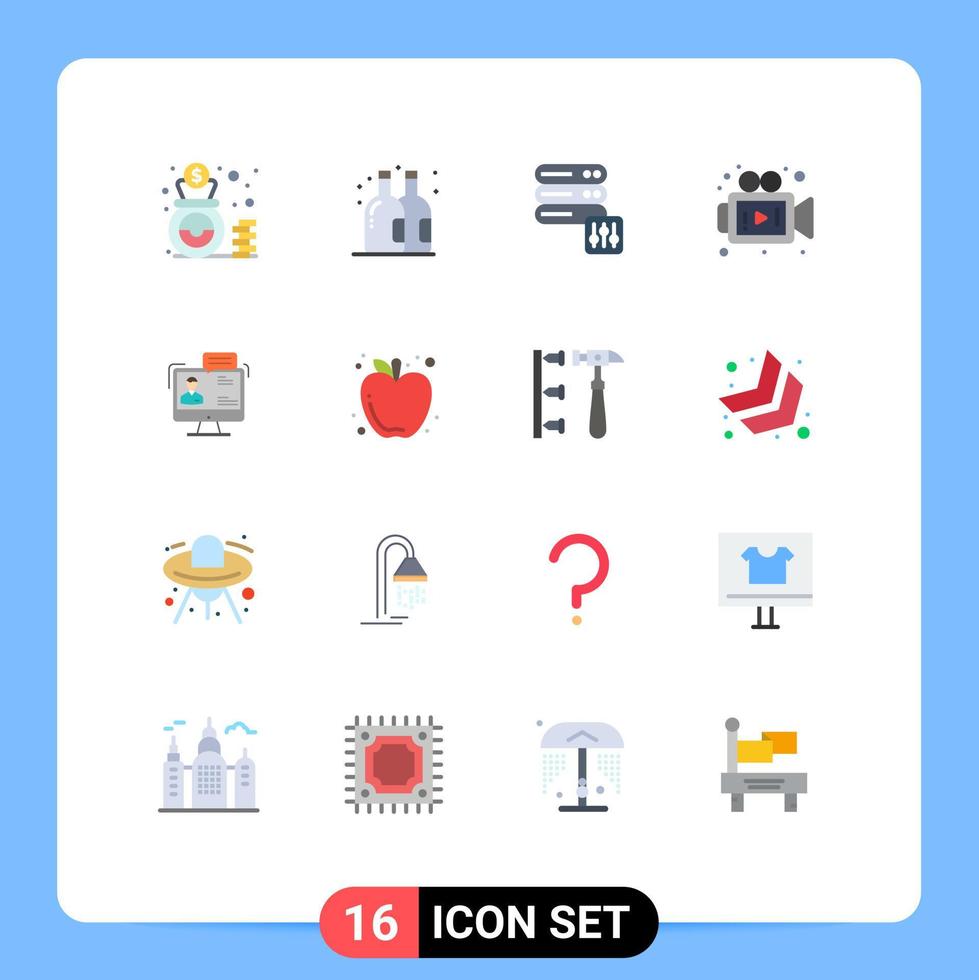 16 Thematic Vector Flat Colors and Editable Symbols of meeting consulting security business video Editable Pack of Creative Vector Design Elements