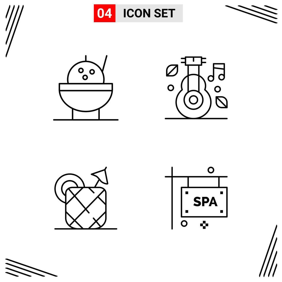4 Icons Line Style Grid Based Creative Outline Symbols for Website Design Simple Line Icon Signs Isolated on White Background 4 Icon Set vector