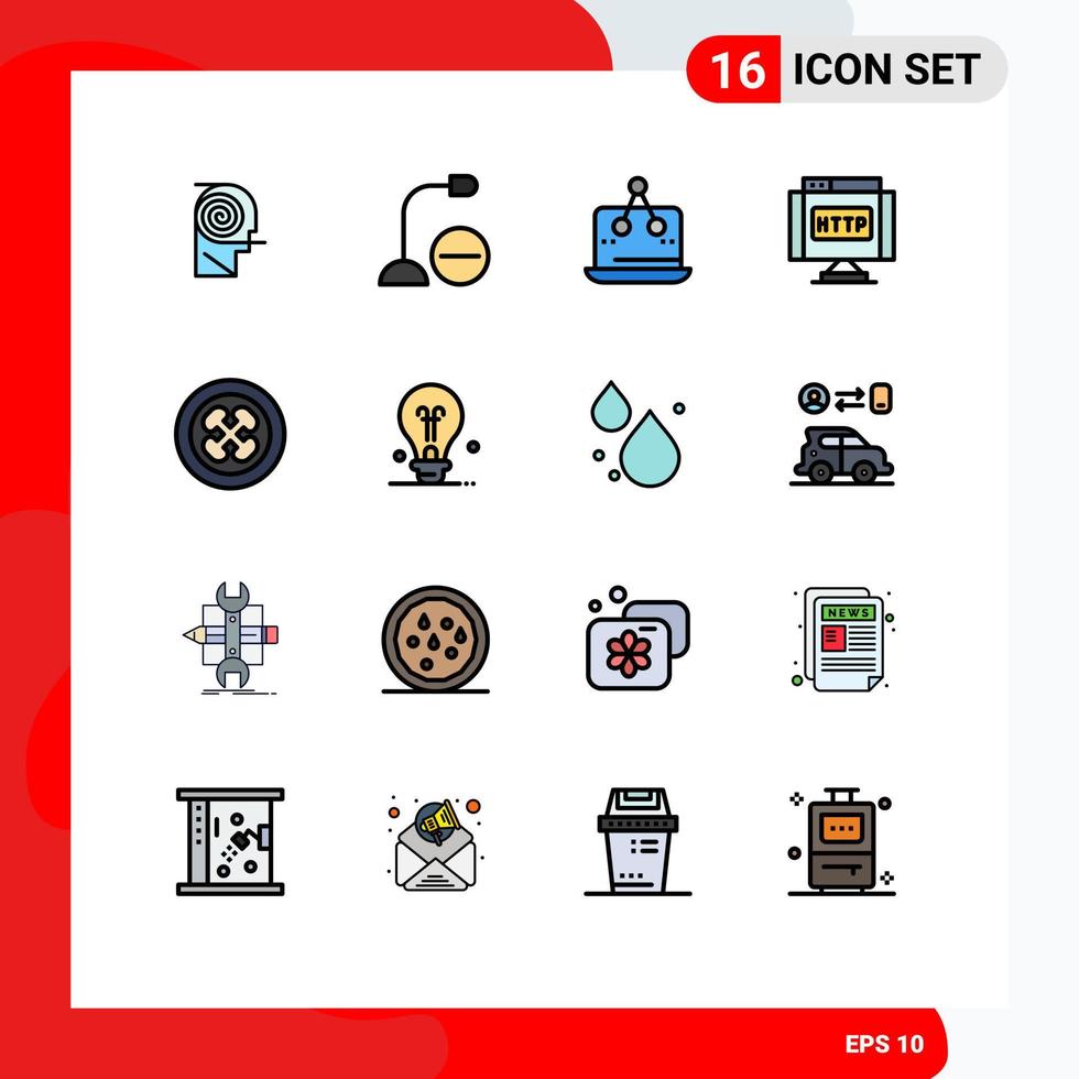 Modern Set of 16 Flat Color Filled Lines and symbols such as internet domain hardware platform marketing Editable Creative Vector Design Elements