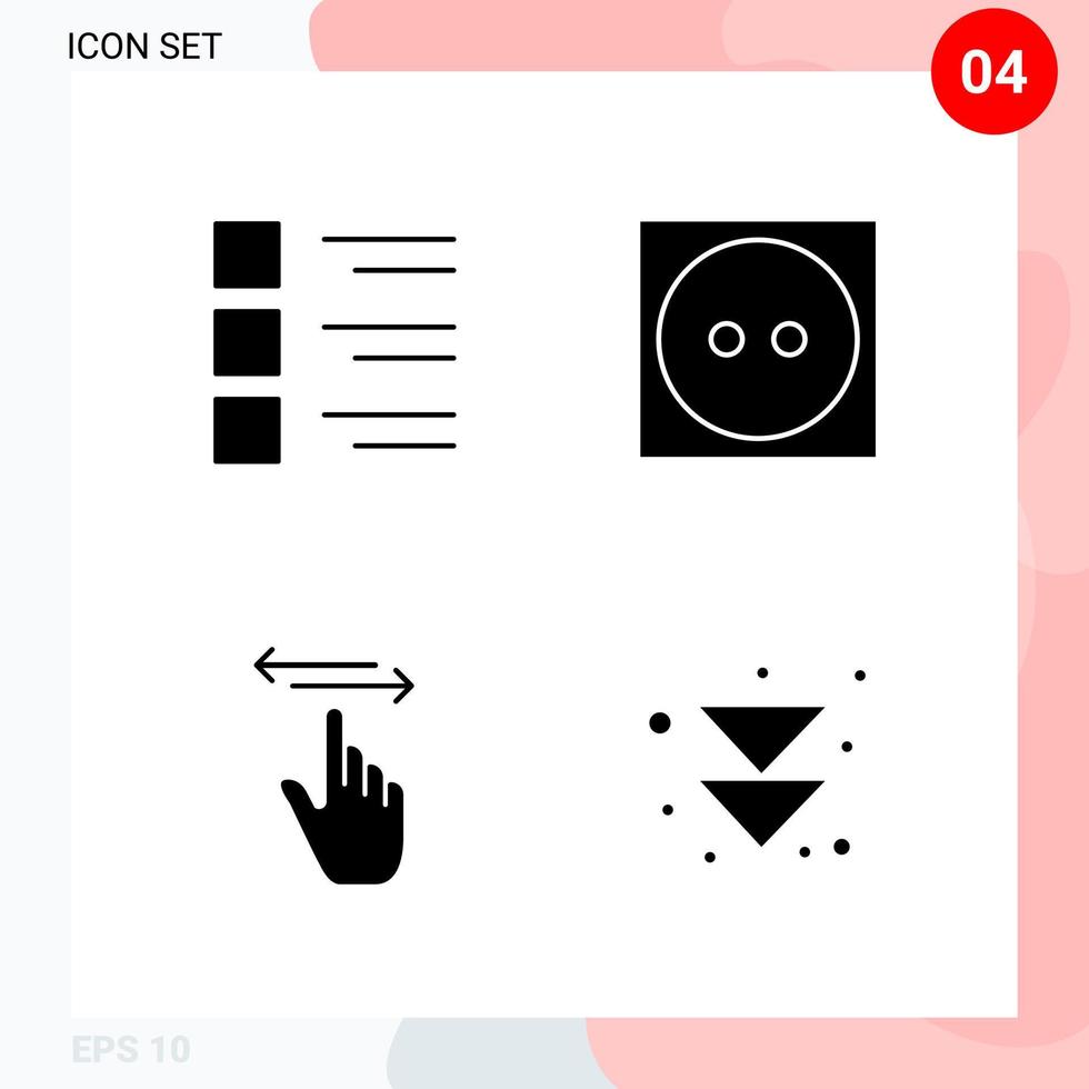 paquete de vectores de 4 iconos en un paquete de glifos creativos de estilo sólido aislado en fondo blanco para web y móvil
