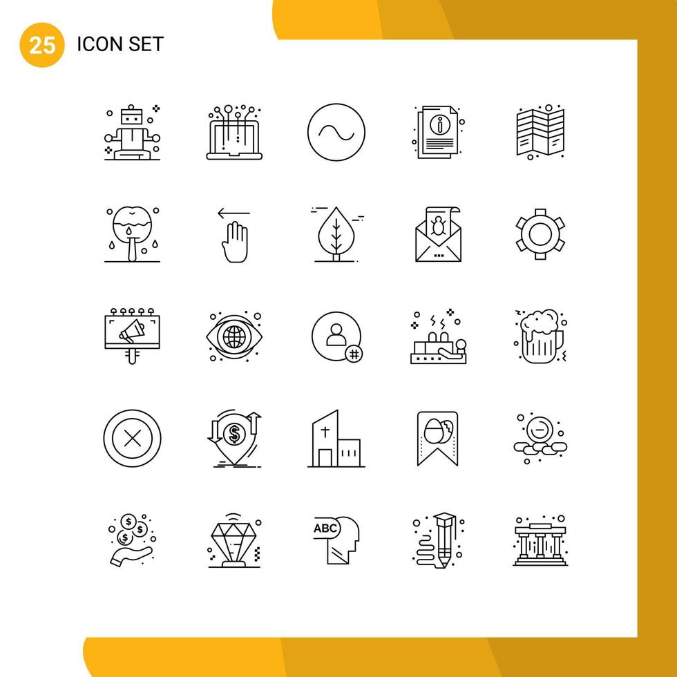 Stock Vector Icon Pack of 25 Line Signs and Symbols for print flyer sound brochure sheet Editable Vector Design Elements