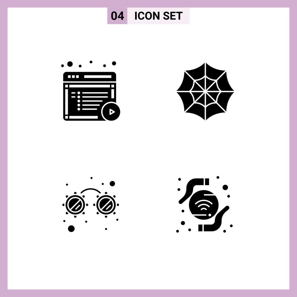 4 Thematic Vector Solid Glyphs and Editable Symbols of article party online web wifi Editable Vector Design Elements