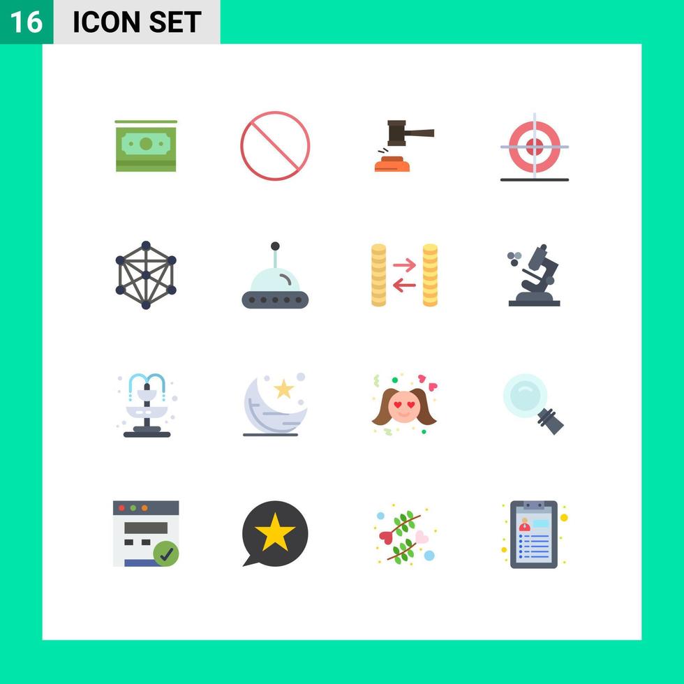 Pictogram Set of 16 Simple Flat Colors of math design auction legal judge Editable Pack of Creative Vector Design Elements