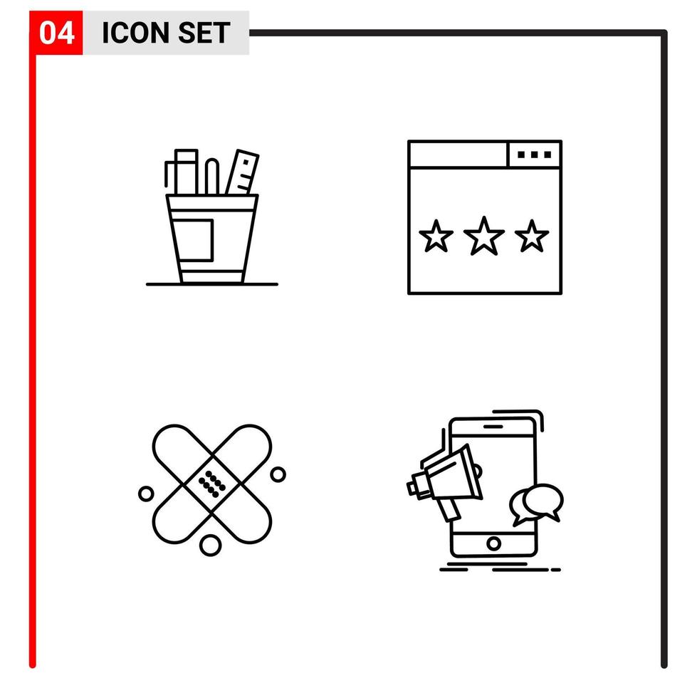 4 General Icons for website design print and mobile apps 4 Outline Symbols Signs Isolated on White Background 4 Icon Pack vector