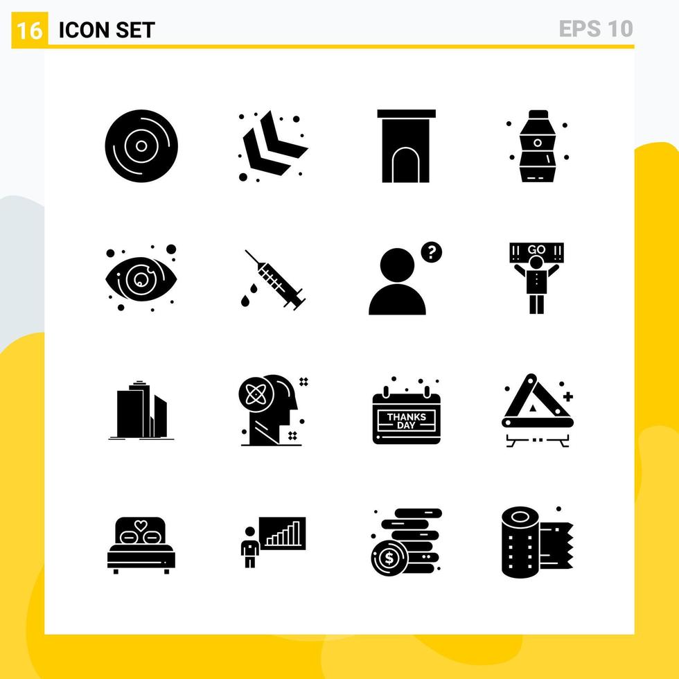 Collection of 16 Universal Solid Icons Icon Set for Web and Mobile vector