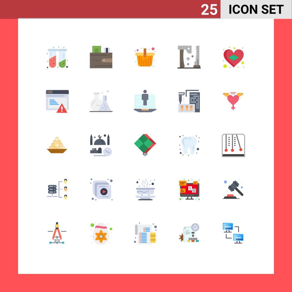 Set of 25 Modern UI Icons Symbols Signs for flag tools basket saw ax Editable Vector Design Elements