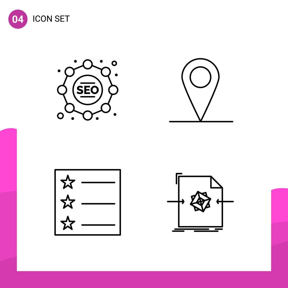 Outline Icon set Pack of 4 Line Icons isolated on White Background for responsive Website Design Print and Mobile Applications vector