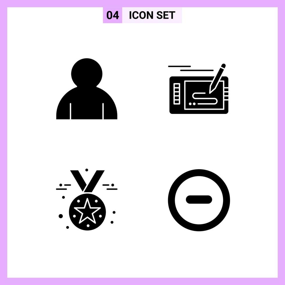 4 Icons in Solid Style Glyph Symbols on White Background Creative Vector Signs for Web mobile and Print