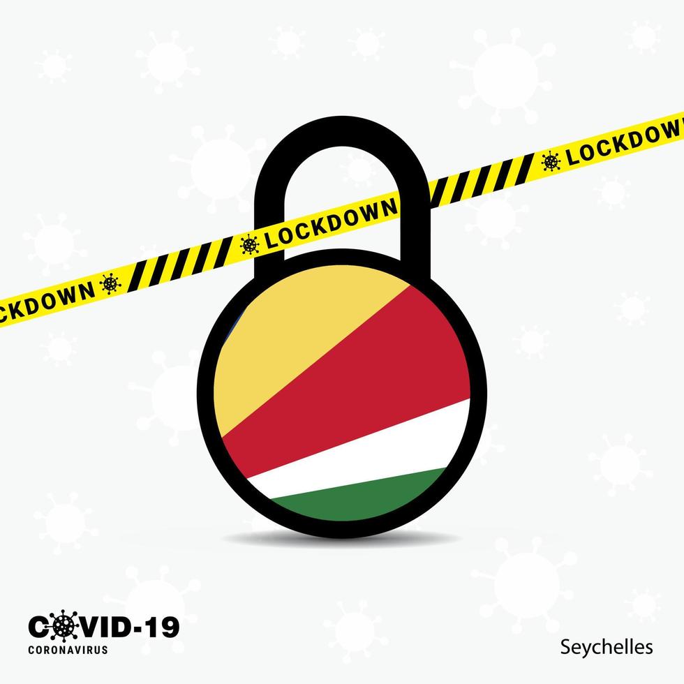 Seychelles Lock DOwn Lock Coronavirus pandemic awareness Template COVID19 Lock Down Design vector