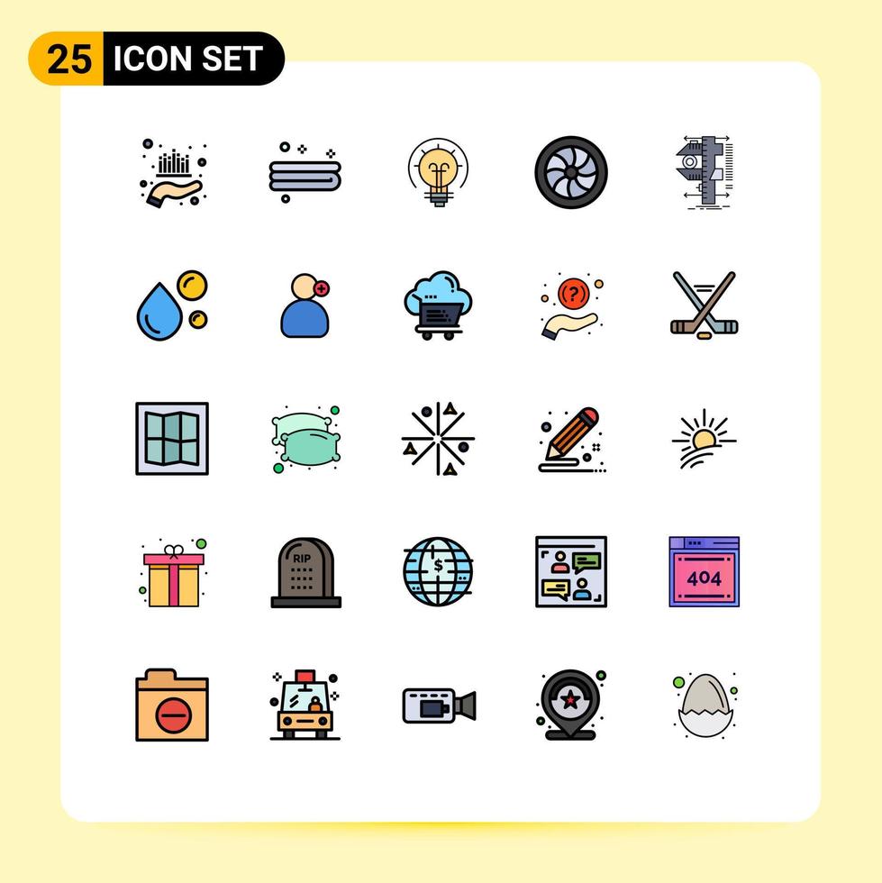 Set of 25 Modern UI Icons Symbols Signs for caliper wheel bulb repair car Editable Vector Design Elements