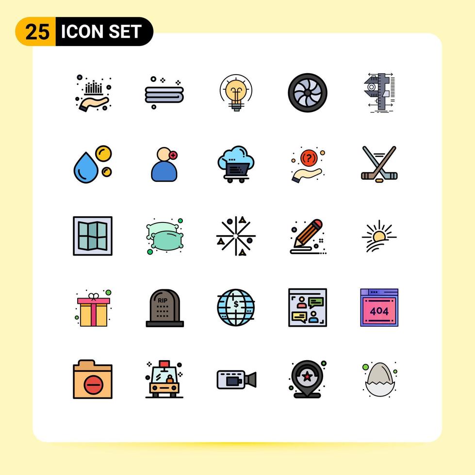 conjunto de 25 iconos de interfaz de usuario modernos signos de símbolos para elementos de diseño de vector editables de coche de reparación de bombilla de rueda de calibrador