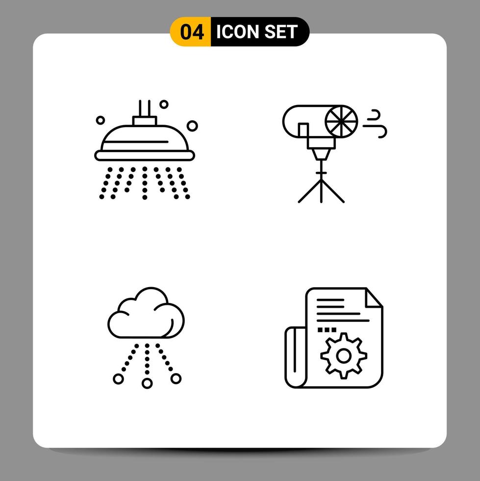Paquete de 4 iconos negros símbolos de contorno signos para diseños receptivos sobre fondo blanco 4 iconos establecidos vector