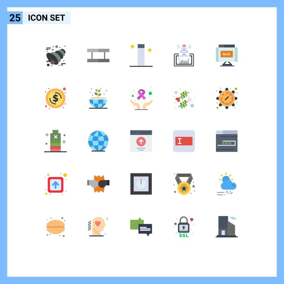 Group of 25 Flat Colors Signs and Symbols for internet blog wand web website Editable Vector Design Elements