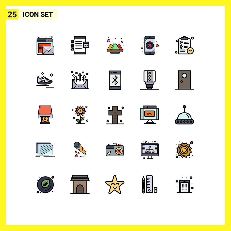 User Interface Pack of 25 Basic Filled line Flat Colors of checklist leak device data powder Editable Vector Design Elements