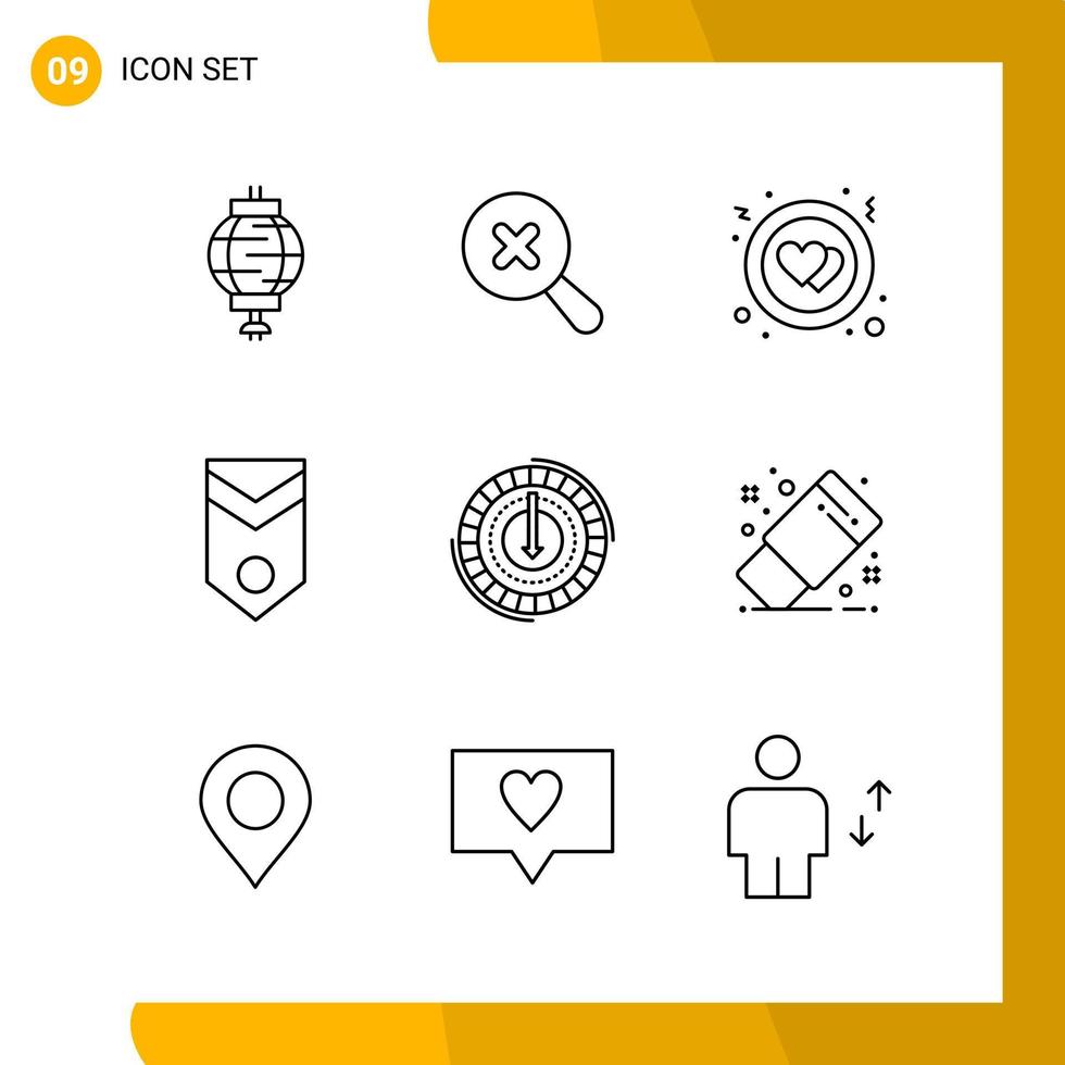 9 Icon Set Line Style Icon Pack Outline Symbols isolated on White Backgound for Responsive Website Designing vector