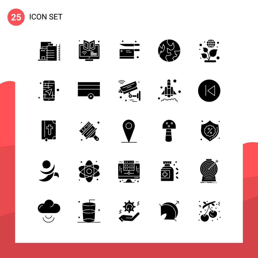 Pack of 25 Universal Glyph Icons for Print Media on White Background vector